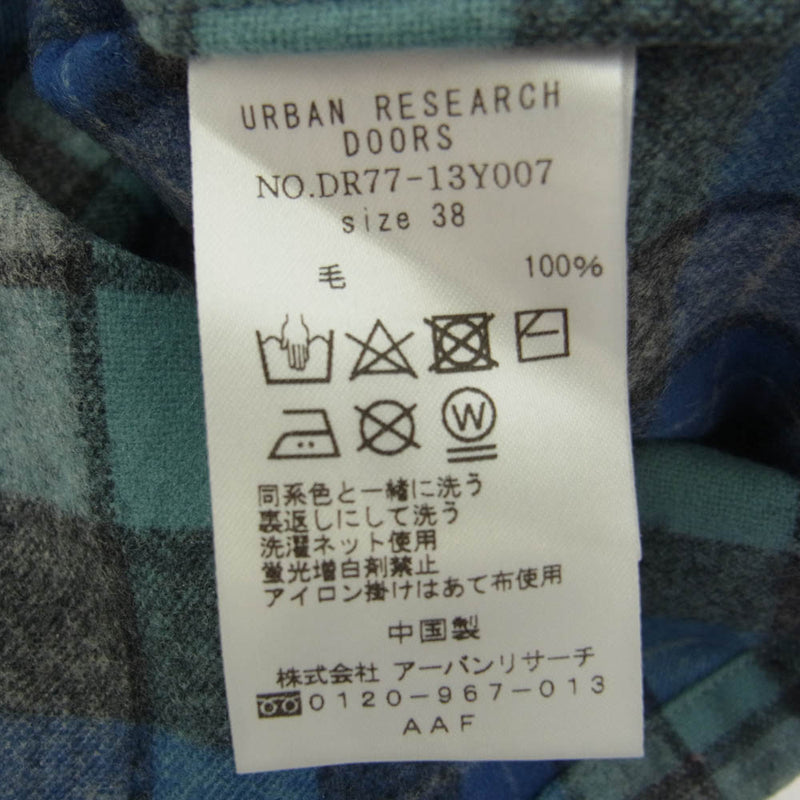 PENDLETON ペンドルトン DR77-13Y007 × URBAN RESEARCH DOORS アーバンリサーチ チェック ウール シャツ 長袖 ブルー系 38【中古】