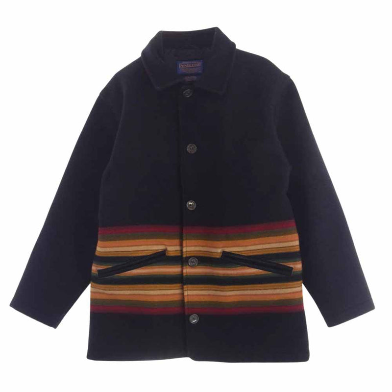 PENDLETON ペンドルトン 2001W28 マルチボーダー ウール コート ジャケット ブラック系 S【中古】