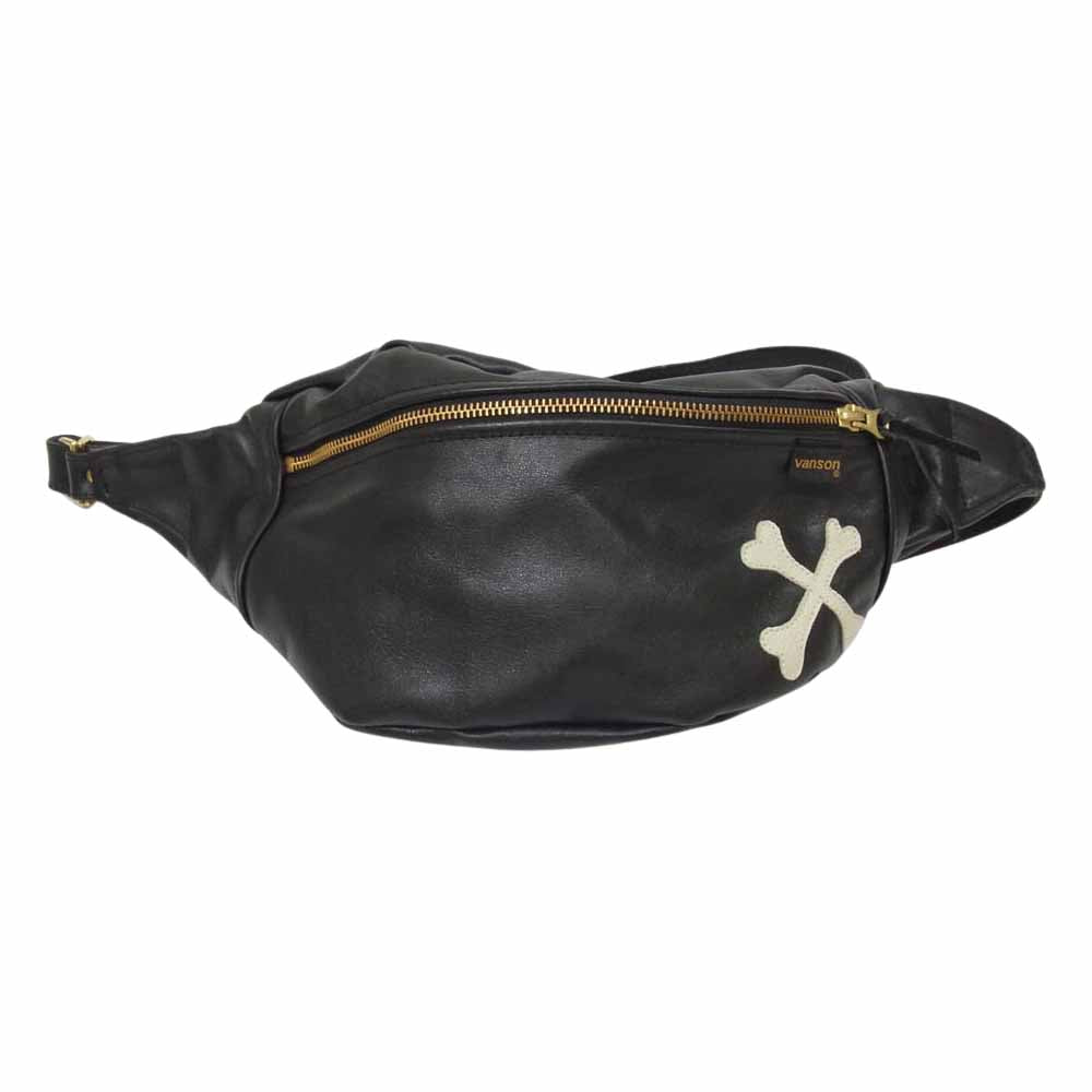 VANSON バンソン BACKDROP バックドロップ 別注 ファニーパック クロスボーン ウエスト ポーチ ブラック系【中古】