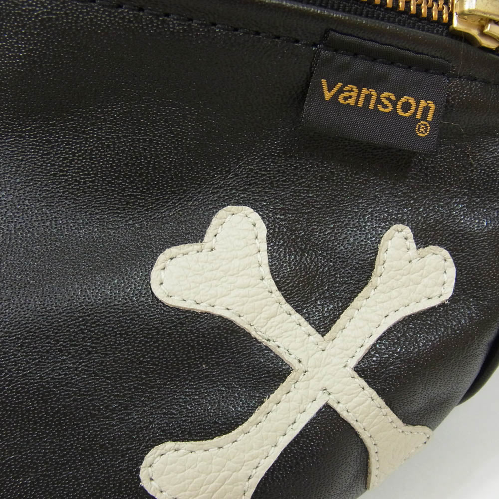 VANSON バンソン BACKDROP バックドロップ 別注 ファニーパック クロスボーン ウエスト ポーチ ブラック系【中古】