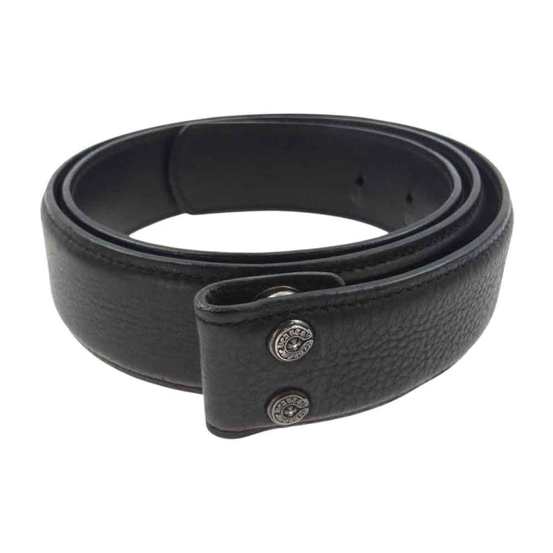 CHROME HEARTS クロムハーツ（原本無） 1.5 STRAP 1.5inchスクロールレーベルリベット レザーベルト ブラック系 36【中古】