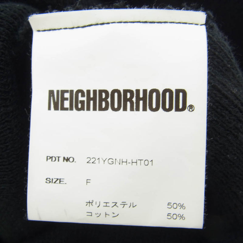 NEIGHBORHOOD ネイバーフッド 221YGNH-HT01 ニット キャップ ビーニー ロゴ 刺繍 帽子 ブラック系 F【中古】