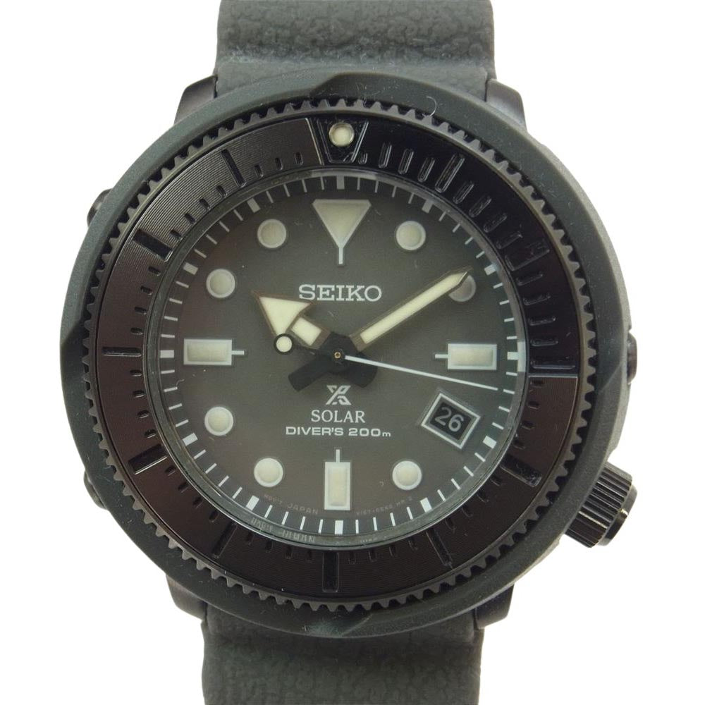 SEIKO セイコー V157-0DC0 PROSPEX SOLAR DIVER プロスペックス アナログ ソーラー ダイバーズ 腕時計 グレー系【極上美品】【中古】