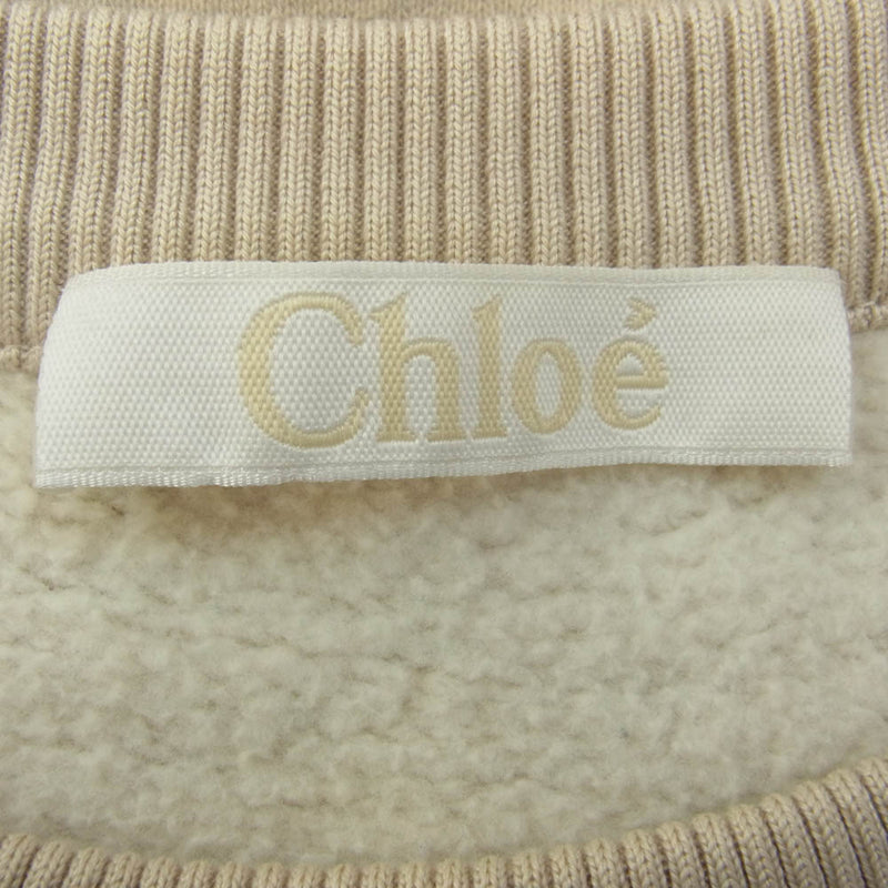 Chloe クロエ 15AJH26-15A085 メッシュサイドライン切替 クルーネック 裾ドローコード デザイン スウェットシャツ トレーナー ベージュ系 34【中古】