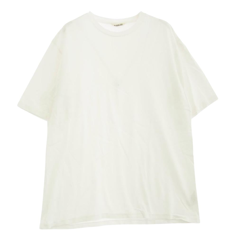 AURALEE オーラリー A00ST02GT LUSTER PLAITING TEE ピマコットン クルーネック 半袖 Tシャツ ホワイト系 4【中古】