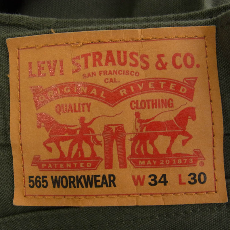 Levi's リーバイス 565 WORK WEAR コットン ワーク パンツ グリーン系 W34【中古】