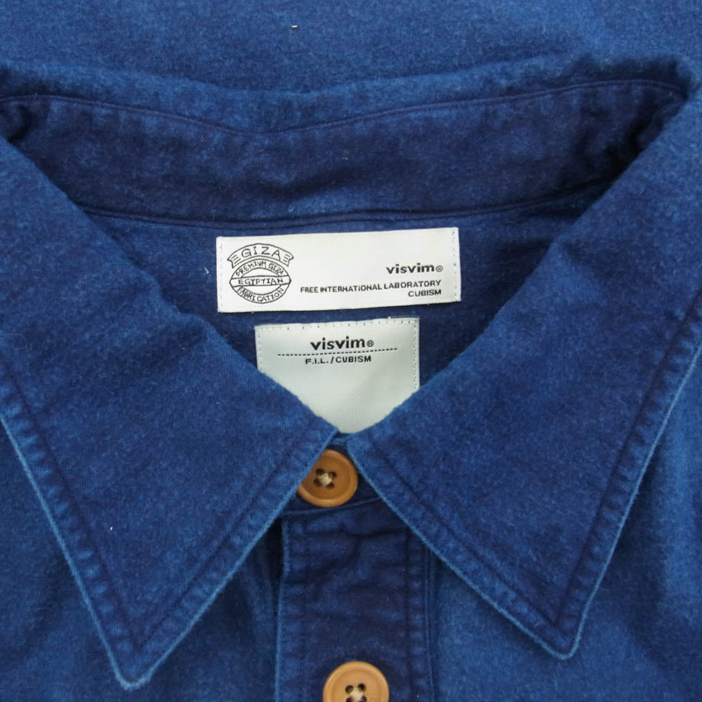 VISVIM ビズビム 16AW 0116205011026 SHIRT GIZA FLANNEL ギザフランネル 長袖 シャツ ブルー系 1【中古】