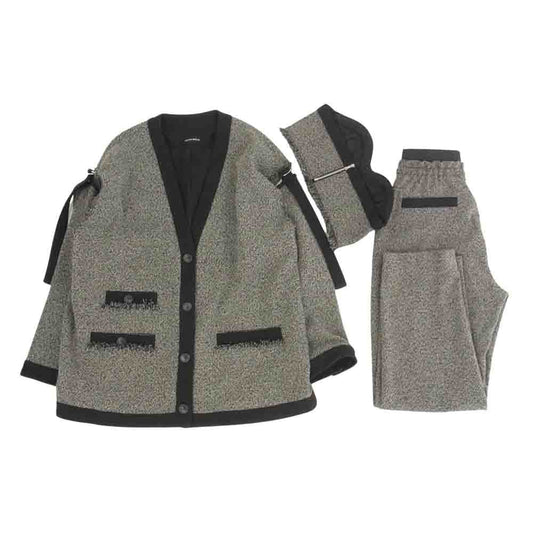 MAISON SPECIAL メゾンスペシャル 2WAYスリーブ ツイード ジャケット ビスチェ ニットパンツ FREE【中古】