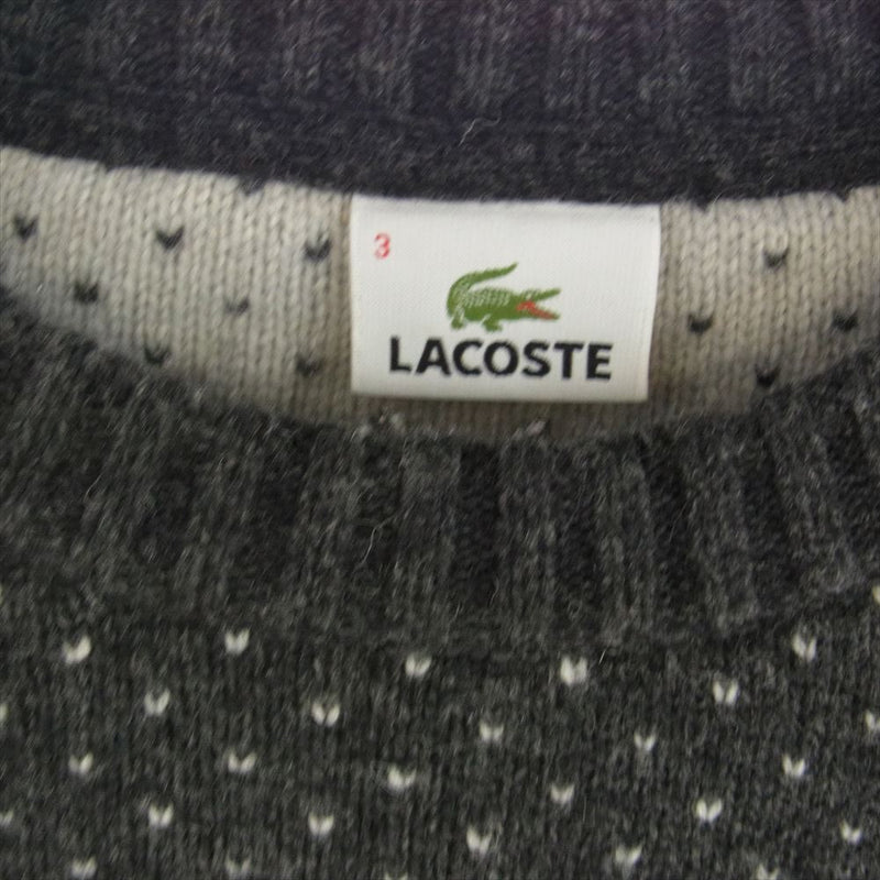 LACOSTE ラコステ スノー ジャカード ウール クルーネック ニット セーター グレー系 3【中古】