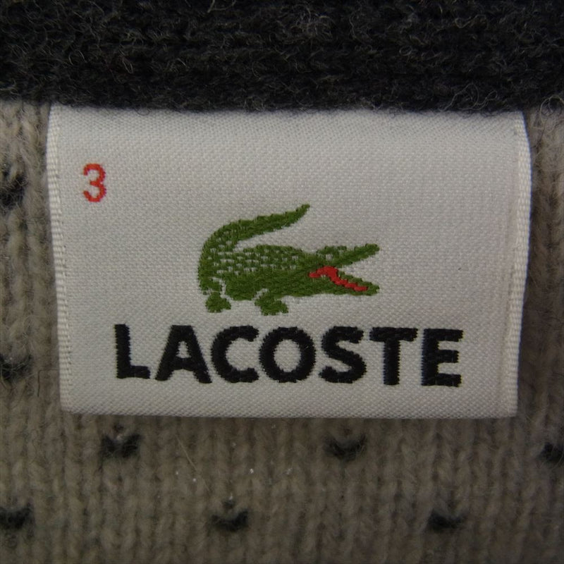 LACOSTE ラコステ スノー ジャカード ウール クルーネック ニット セーター グレー系 3【中古】