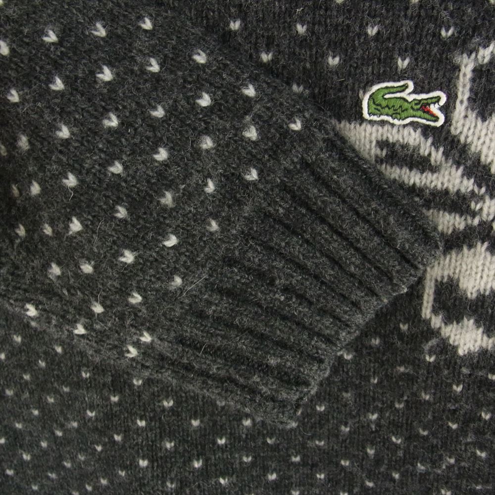 LACOSTE ラコステ スノー ジャカード ウール クルーネック ニット セーター グレー系 3【中古】