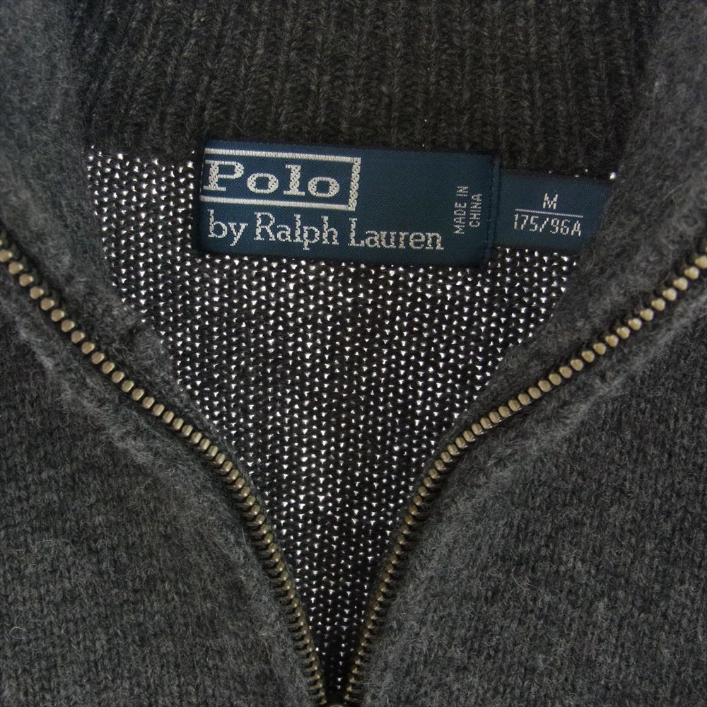 POLO RALPH LAUREN ポロ・ラルフローレン ハーフジップ ウール ニット セーター グレー系 M【中古】