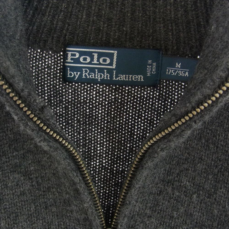 POLO RALPH LAUREN ポロ・ラルフローレン ハーフジップ ウール ニット セーター グレー系 M【中古】