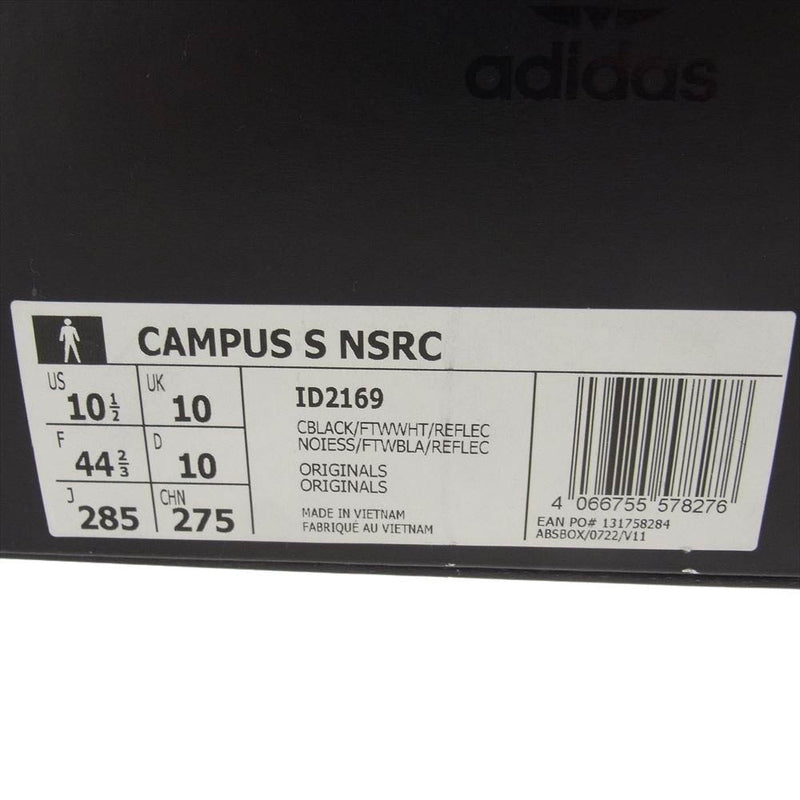 adidas アディダス ID2169 × NSRC No Sleep Rave Club Campus Supreme Sole Core Black Reflective ノー・スリープ・レイヴ・クラブ キャンパス スニーカー ブラック系 ホワイト系 28.5cm【極上美品】【中古】