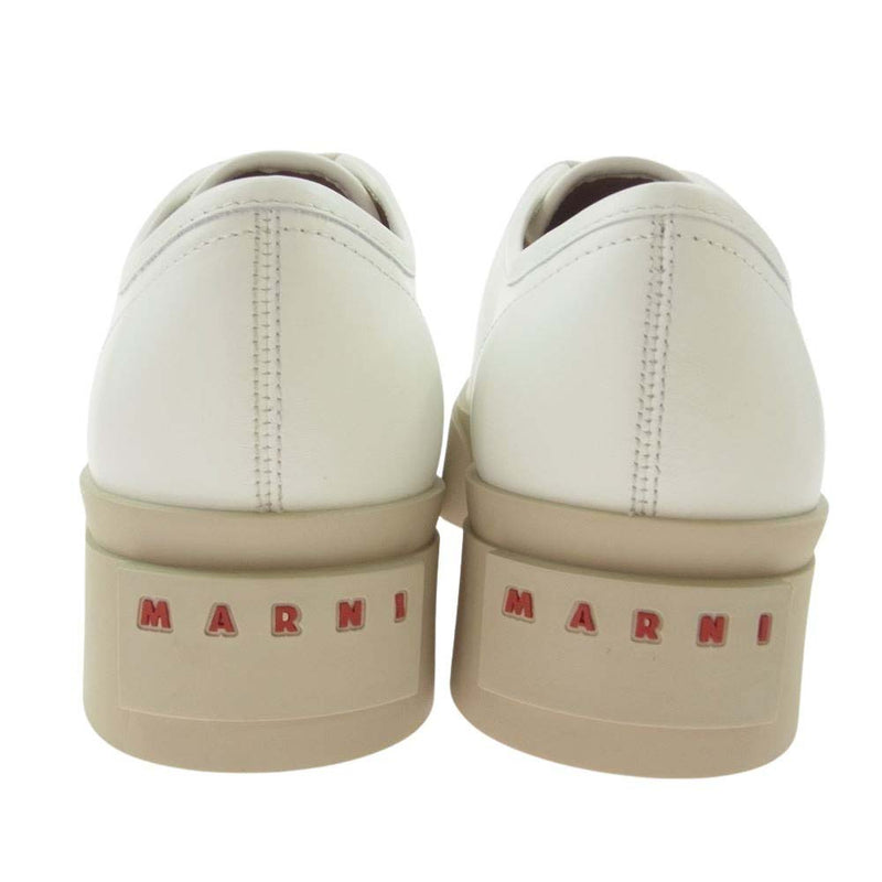 MARNI マルニ 24SS SNZW003020 PABLO パブロ レザー ローカット レースアップ スニーカー ホワイト系 ベージュ系 37【新古品】【未使用】【中古】