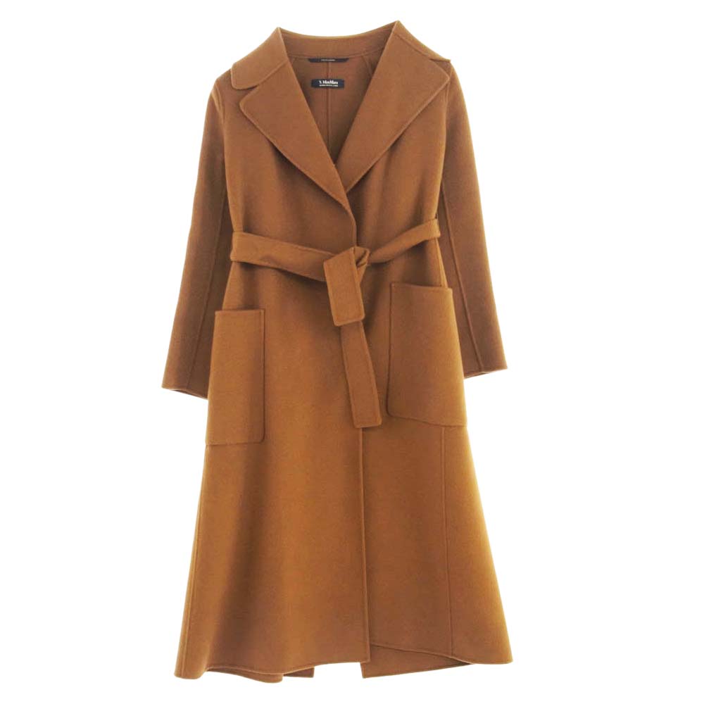 S Max Mara エスマックスマーラ ベルト付き ウール ロングコート ブラウン系 160/84A【美品】【中古】