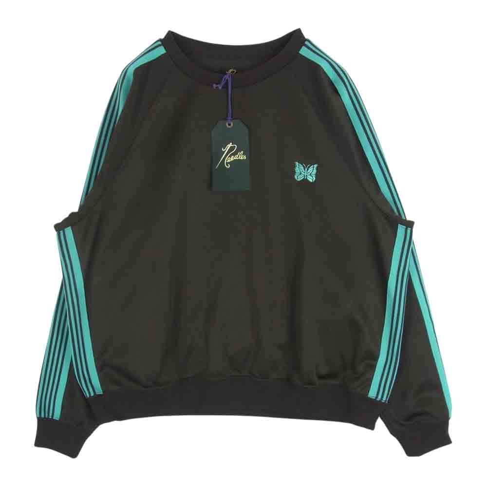 Needles ニードルス 23AW MR516 Bshop別注 Track Crew Neck Shirt Poly Smooth パピヨン トラック クルーネック スウェット トレーナー ブラウン系 ライトブルー系 L【美品】【中古】