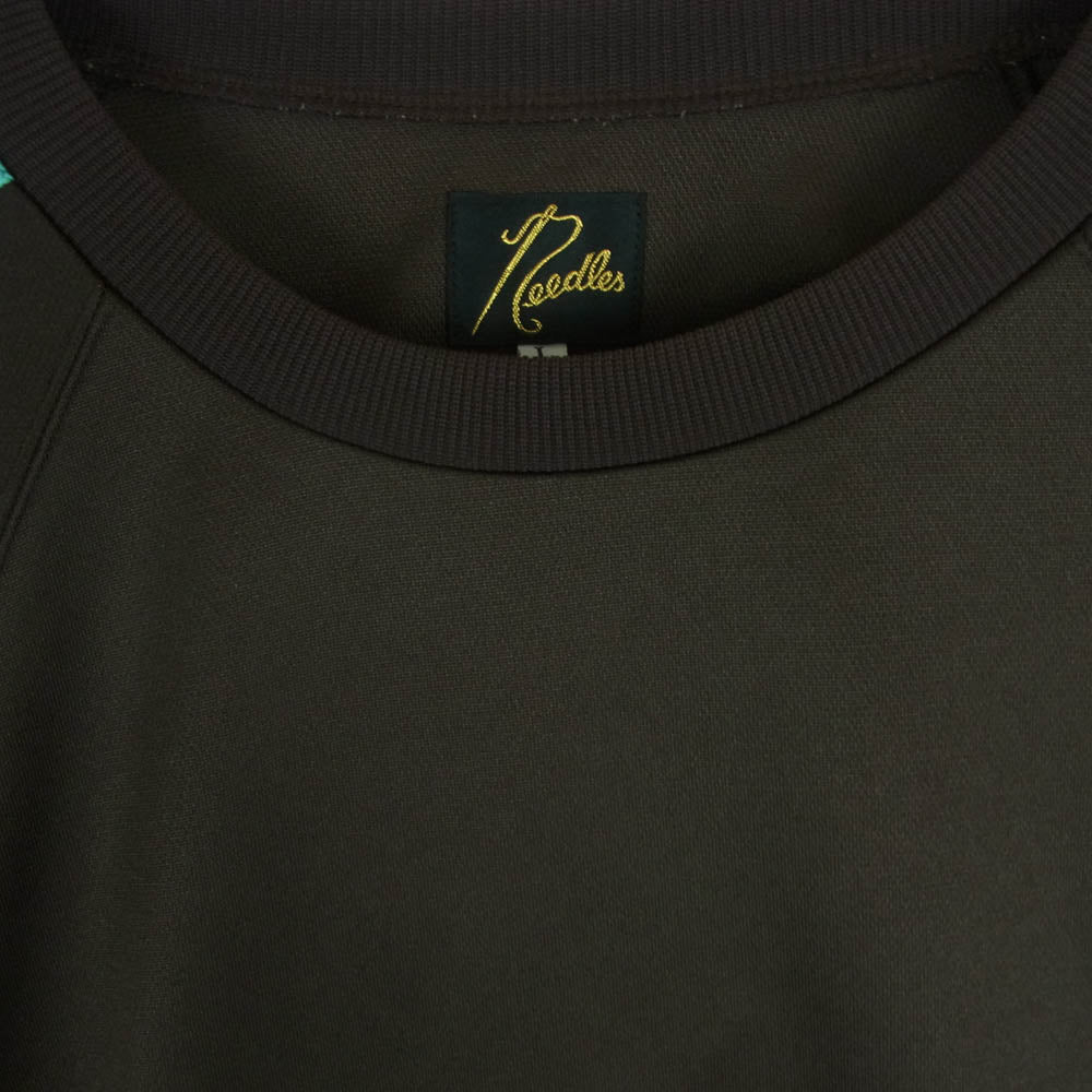 Needles ニードルス 23AW MR516 Bshop別注 Track Crew Neck Shirt Poly Smooth パピヨン トラック クルーネック スウェット トレーナー ブラウン系 ライトブルー系 L【美品】【中古】
