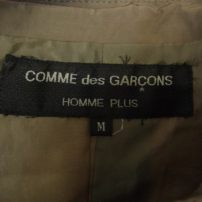 COMME des GARCONS HOMME PLUS コムデギャルソンオムプリュス 90s AD1996 ヴィンテージプリュス アーカイブ レザー縁取り 逆留め トレンチコート チャコール系 M【中古】