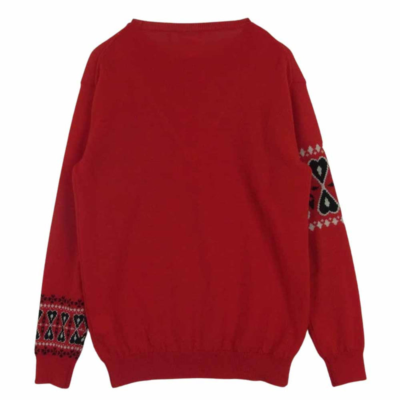 BEDWIN & THE HEARTBREAKERS ベドウィンアンドザハートブレイカーズ C-NECK JACQUARD SWEATER 日本製 レッド系 3【中古】