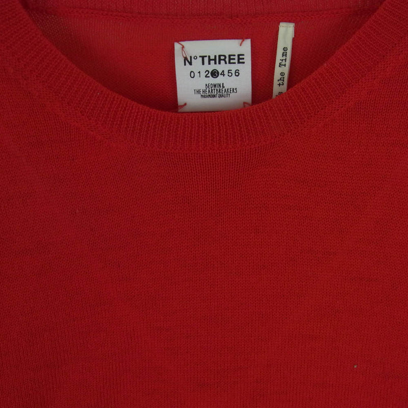 BEDWIN & THE HEARTBREAKERS ベドウィンアンドザハートブレイカーズ C-NECK JACQUARD SWEATER 日本製 レッド系 3【中古】