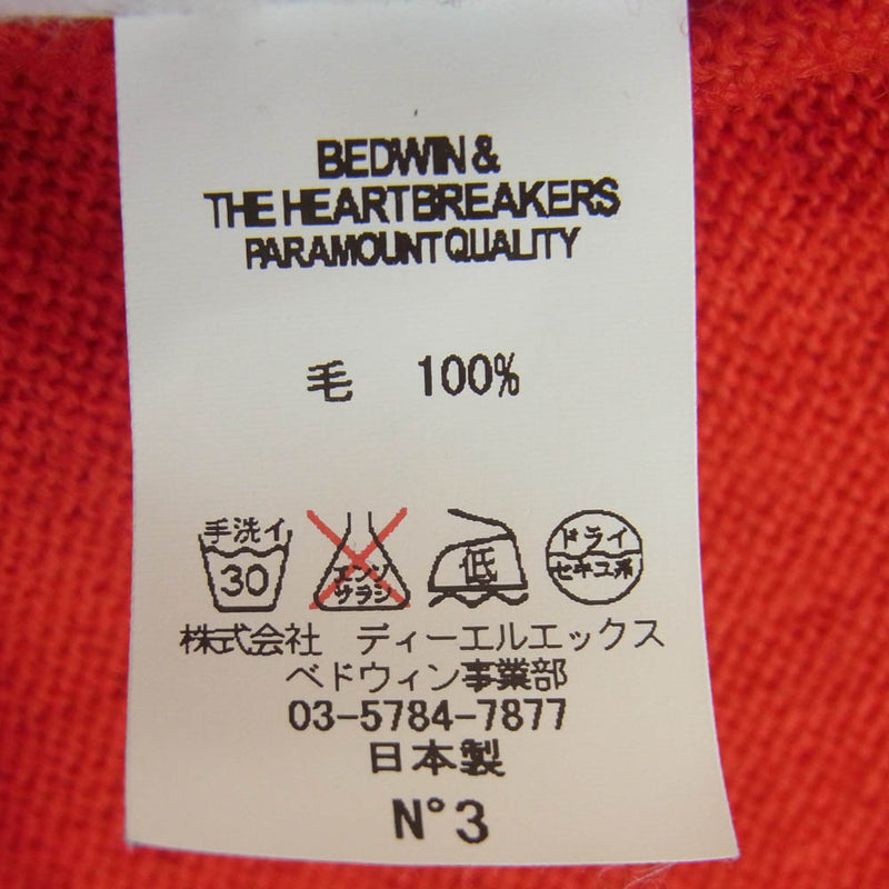 BEDWIN & THE HEARTBREAKERS ベドウィンアンドザハートブレイカーズ C-NECK JACQUARD SWEATER 日本製 レッド系 3【中古】