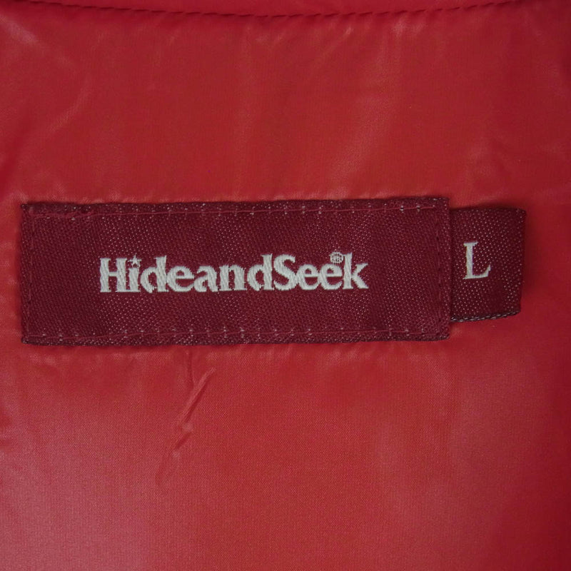 HideandSeek ハイドアンドシーク HJ-090310 HSロゴ ナイロン ダウン フェザー ベスト 中国製 レッド系 L【中古】