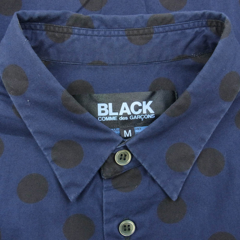 BLACK COMME des GARCONS ブラックコムデギャルソン AD2011 1I-B207 シャドードット 柄 長袖 シャツ M ネイビー系 M【中古】