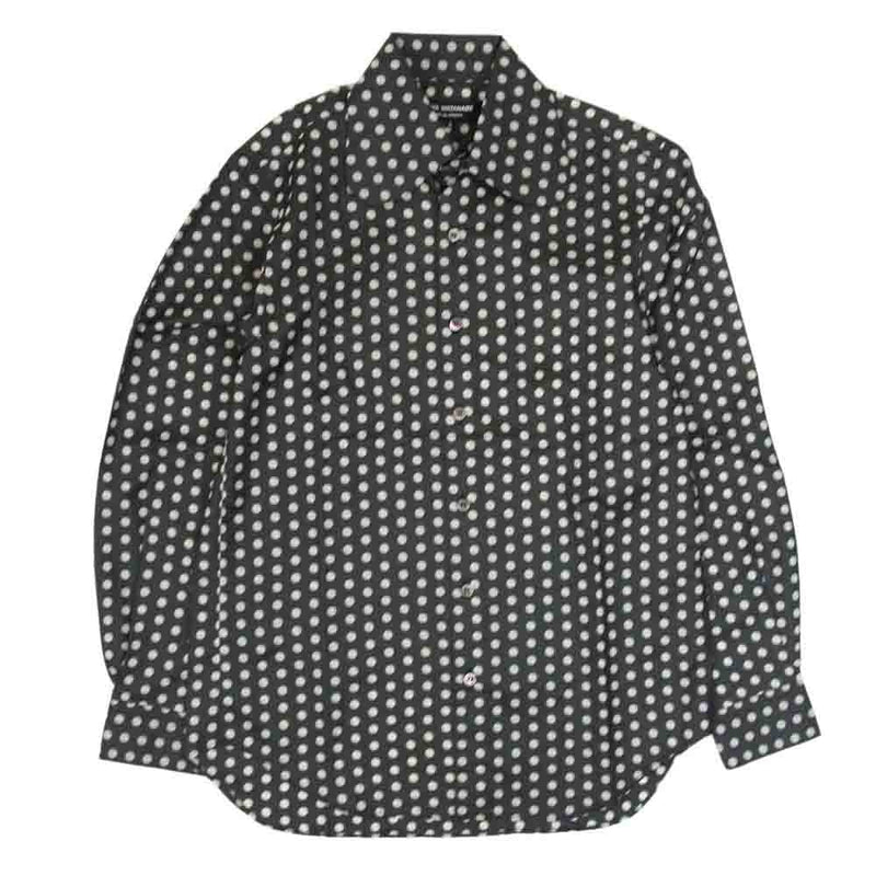 JUNYA WATANABE COMME des GARCONS ジュンヤワタナベコムデギャルソン AD2005 JP-B014 丸襟 ドット 長袖 ポリ シャツ ブラック系 S【中古】