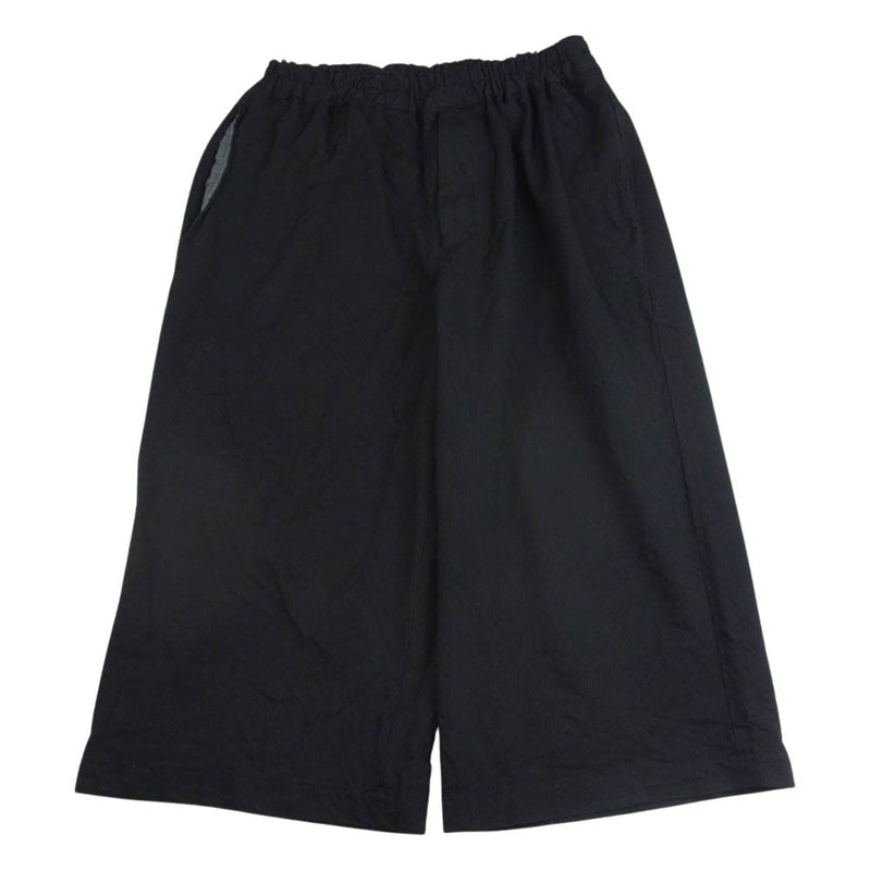 BLACK COMME des GARCONS ブラックコムデギャルソン AD2011 1H-P005 ポリ縮 ストライプ５分丈パンツ ブラック系 S【中古】