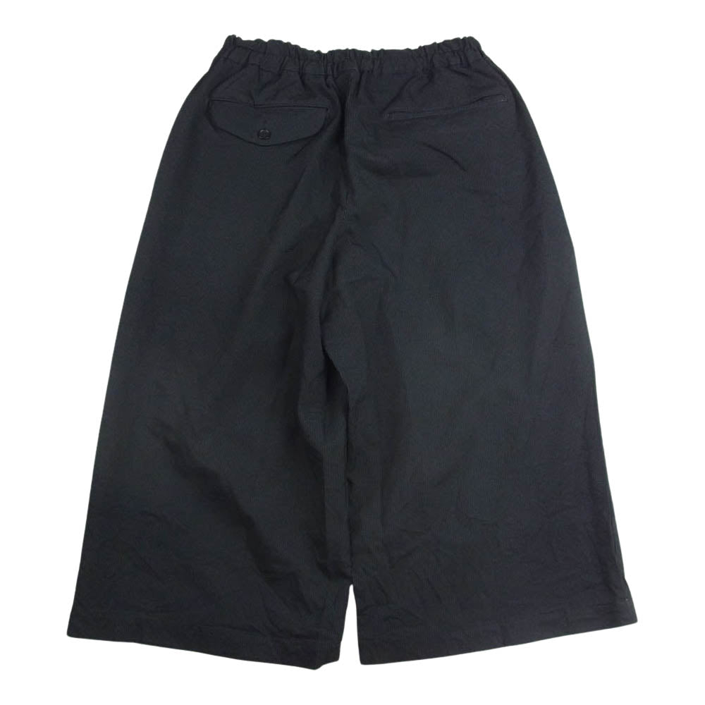 BLACK COMME des GARCONS ブラックコムデギャルソン AD2011 1H-P005 ポリ縮 ストライプ５分丈パンツ ブラック系 S【中古】