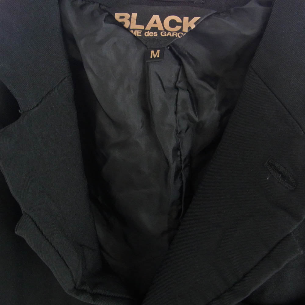 BLACK COMME des GARCONS ブラックコムデギャルソン 1E-J004 ポリ縮  ロング テーラード ジャケット ブラック系 M【中古】