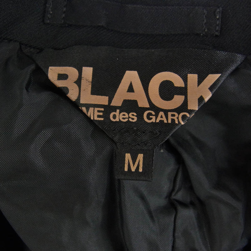 BLACK COMME des GARCONS ブラックコムデギャルソン 1E-J004 ポリ縮  ロング テーラード ジャケット ブラック系 M【中古】