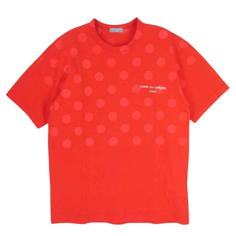 COMME des GARCONS HOMME コムデギャルソンオム AD2000 HT100080 ドット ロゴプリント クルーネック 半袖 Tシャツ レッド系 サイズ表記無【中古】