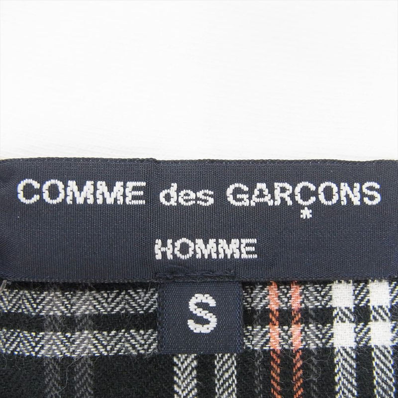 COMME des GARCONS HOMME コムデギャルソンオム AD2009 HE-T023 チェック切替 Vネック コットン カーディガン ホワイト系 S【中古】