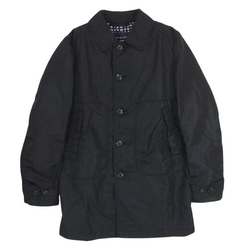 COMME des GARCONS HOMME コムデギャルソンオム AD2013 HM-C015 裏地ペイズリー ナイロン ハーフコート ロングジャケット ブラック系 S【中古】