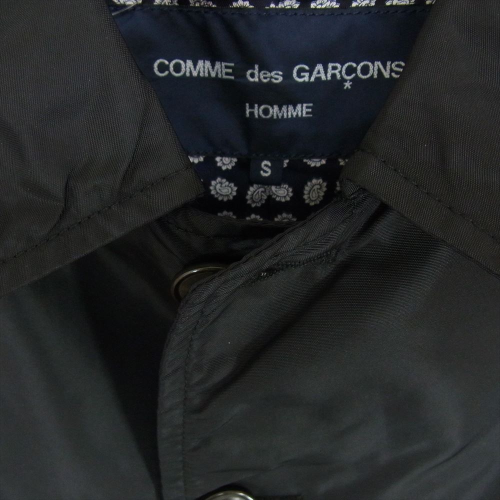 COMME des GARCONS HOMME コムデギャルソンオム AD2013 HM-C015 裏地ペイズリー ナイロン ハーフコート ロングジャケット ブラック系 S【中古】