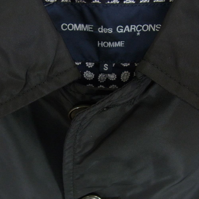 COMME des GARCONS HOMME コムデギャルソンオム AD2013 HM-C015 裏地ペイズリー ナイロン ハーフコート ロングジャケット ブラック系 S【中古】