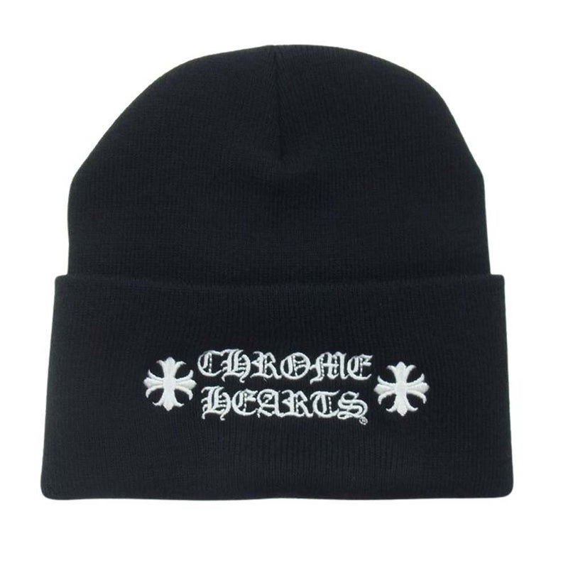 CHROME HEARTS クロムハーツ（原本無） WATCH CAP アクリル ワッチ キャップ CHプラス ロゴ ビーニー ニットキャップ ブラック系 OS(23cm)【新古品】【未使用】【中古】