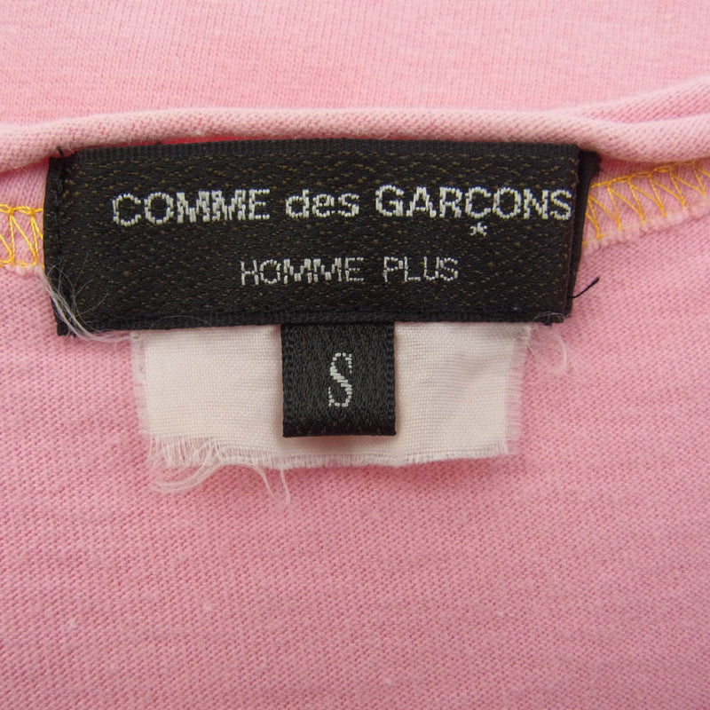 COMME des GARCONS HOMME PLUS コムデギャルソンオムプリュス AD2006 PS-T037 襟切りっぱなし ステッチ 半袖 Tシャツ ピンク系 S【中古】