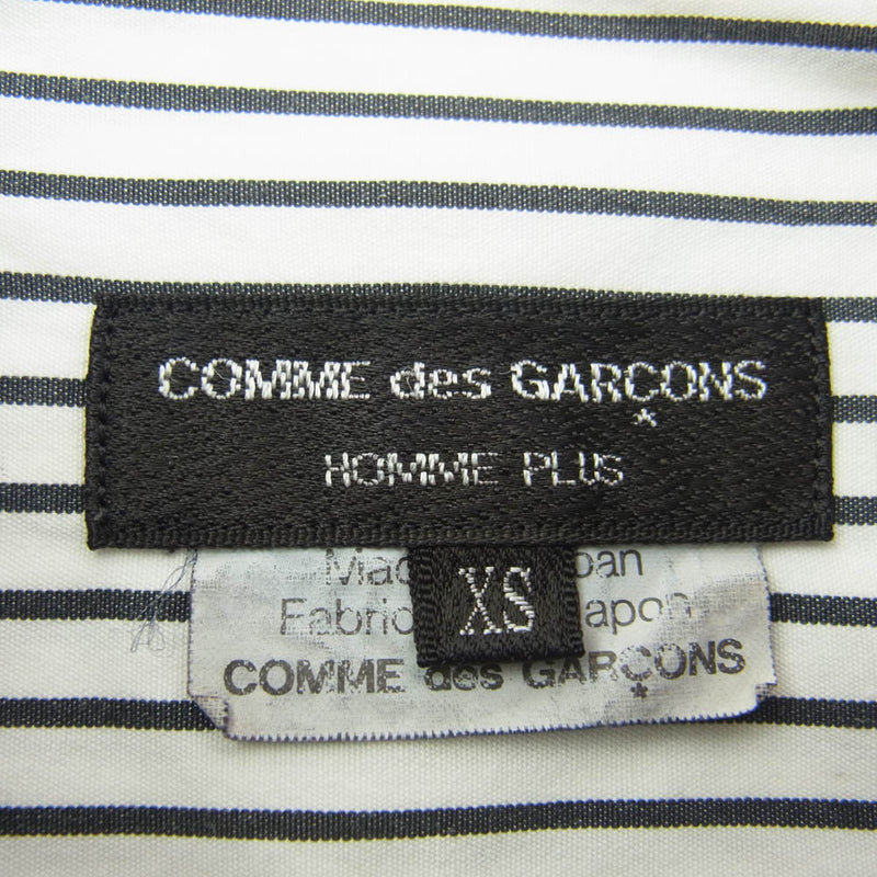 COMME des GARCONS HOMME PLUS コムデギャルソンオムプリュス AD2011 PH-B035 後染め ストライプ 長袖 シャツ ホワイト系 ブラック系 XS【中古】