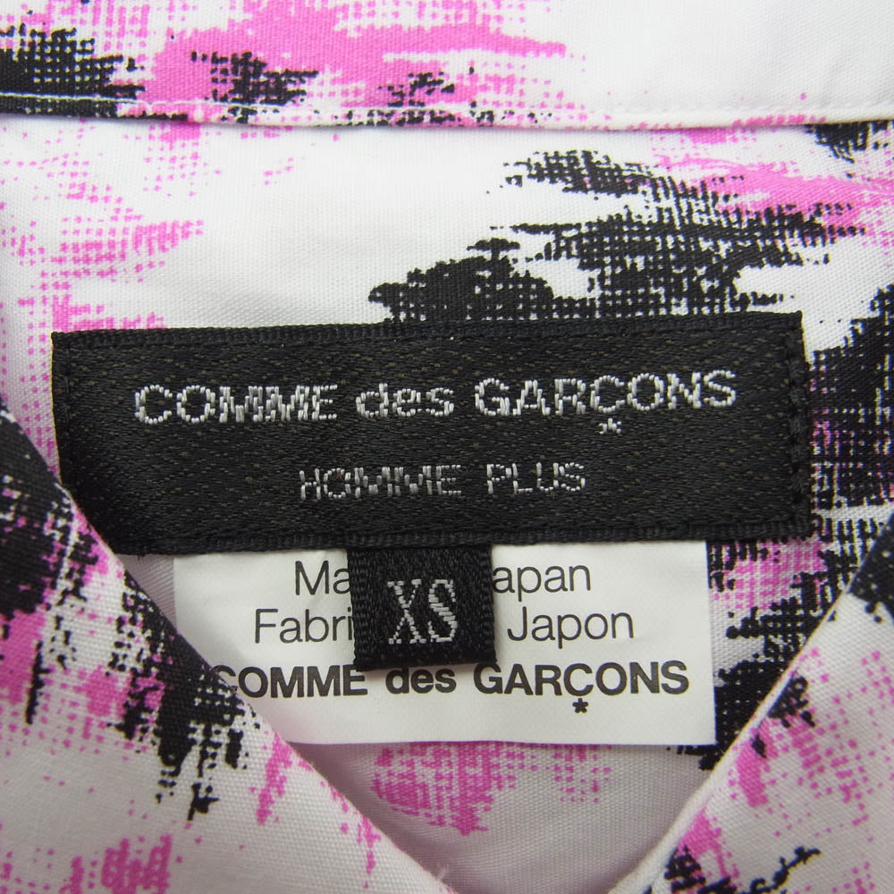 COMME des GARCONS HOMME PLUS コムデギャルソンオムプリュス AD2012 PJ-B056 フラワープリント 総柄 花柄 長袖 シャツ ホワイト系 ピンク系 XS【中古】