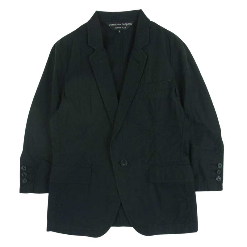 COMME des GARCONS HOMME PLUS コムデギャルソンオムプリュス AD2007 PA-J093 1B 5分袖 綿ジャケット テーラード ジャケット ブラック系 S【中古】