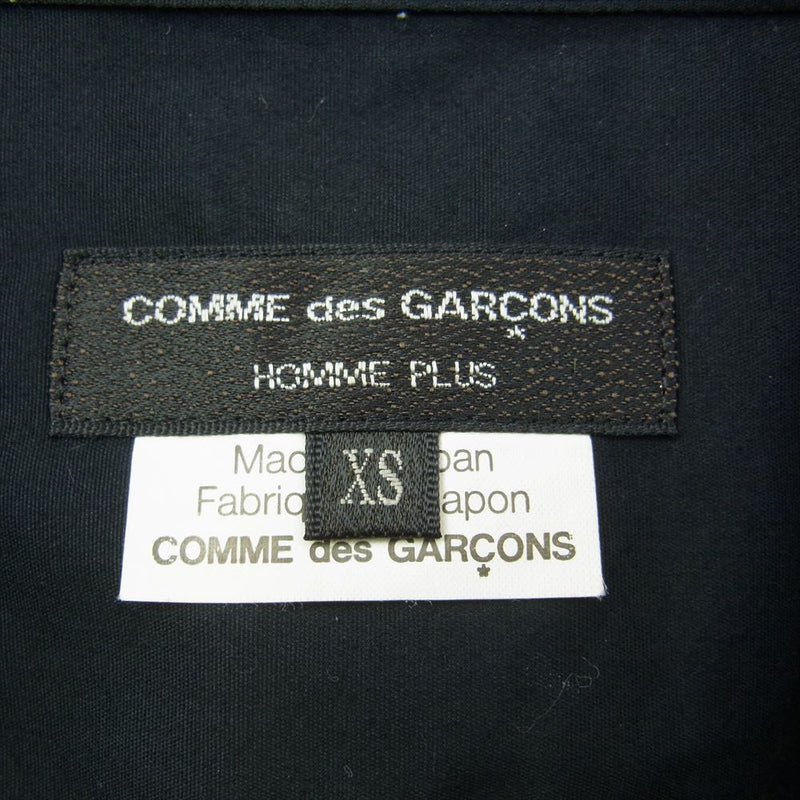 COMME des GARCONS HOMME PLUS コムデギャルソンオムプリュス 10AW PF-B035 でか襟 ビッグカラー フロントフェイクファー切替 長袖 シャツ ブラック系 XS【中古】