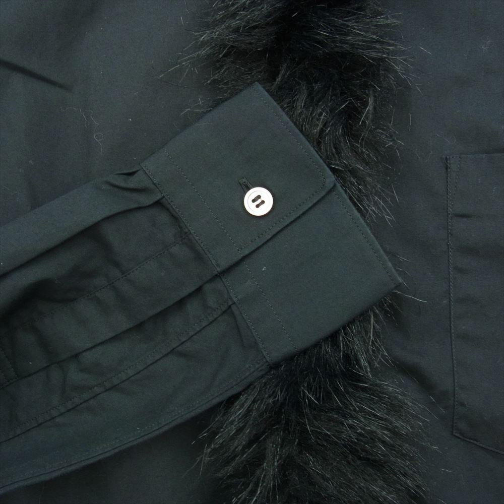 COMME des GARCONS HOMME PLUS コムデギャルソンオムプリュス 10AW PF-B035 でか襟 ビッグカラー フロントフェイクファー切替 長袖 シャツ ブラック系 XS【中古】