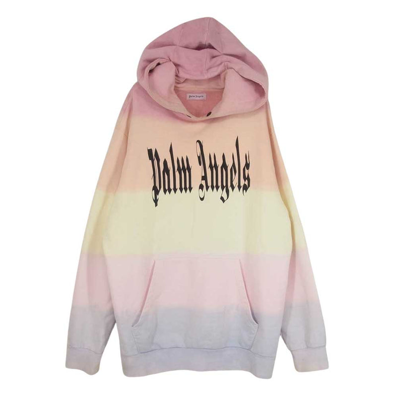 PALM ANGELS パームエンジェルス PMBB003S18348030 LG Gothic Rainbow Hoodie ゴシックロゴプリント レインボー プルオーバー オーバーサイズ パーカー フーディー ピンク系 M【中古】