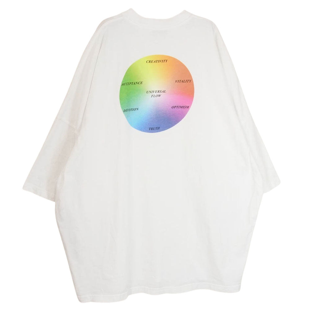 BALENCIAGA バレンシアガ 528382 TAV04 Universal Flow cotton T-shirt ロゴ刺繍 ユニバーサル フロウ コットン オーバーサイズ 半袖 Tシャツ ホワイト系 S【中古】