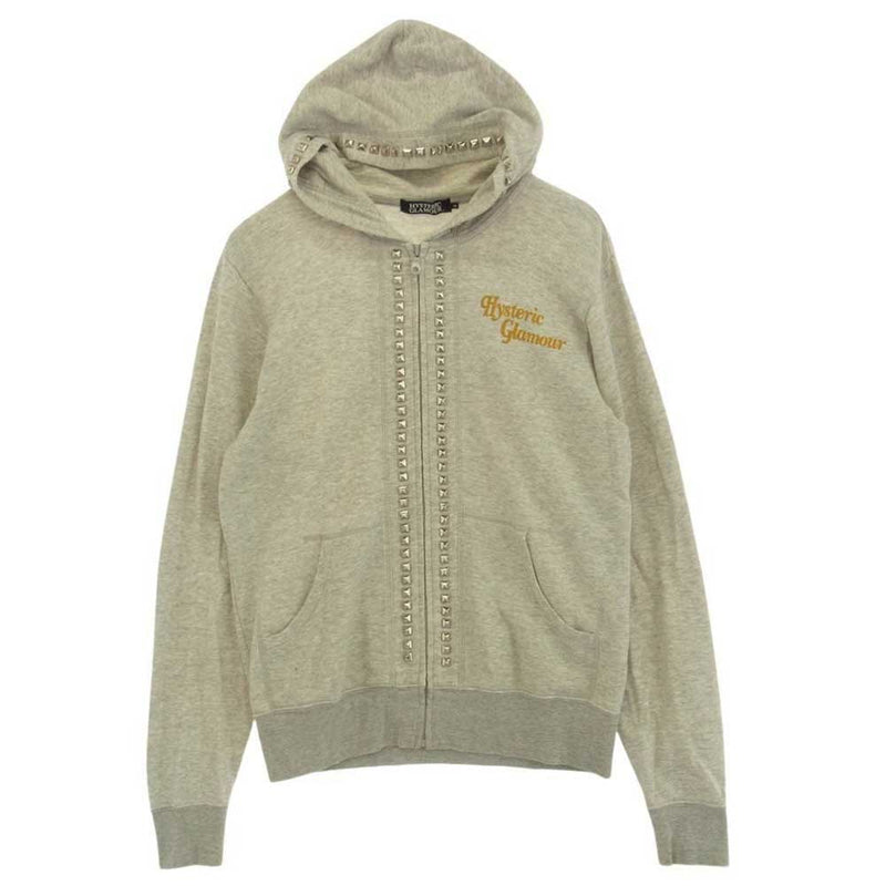 HYSTERIC GLAMOUR ヒステリックグラマー 0213CF02 スタッズ ジップアップ パーカー グレー系 M【中古】