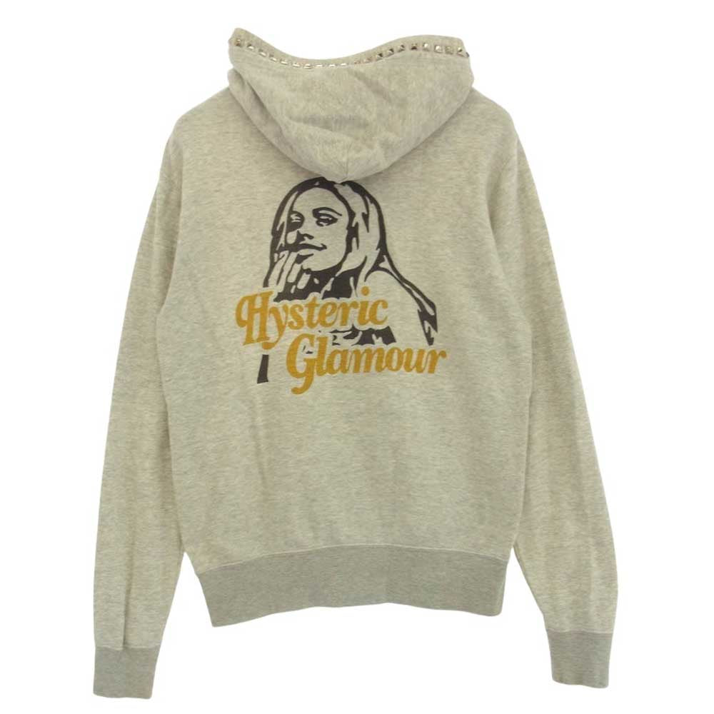 HYSTERIC GLAMOUR ヒステリックグラマー 0213CF02 スタッズ ジップアップ パーカー グレー系 M【中古】