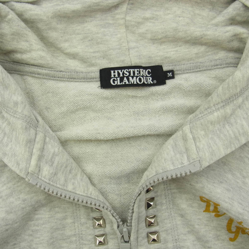 HYSTERIC GLAMOUR ヒステリックグラマー 0213CF02 スタッズ ジップアップ パーカー グレー系 M【中古】